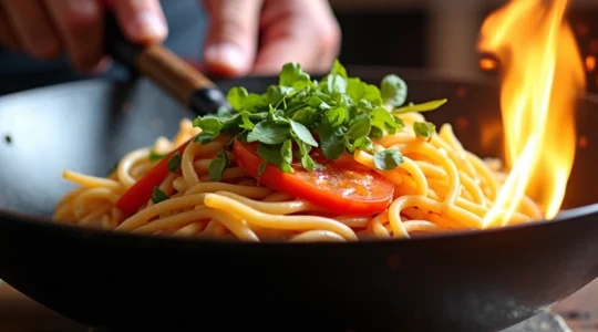 cuisson au wok en Asie